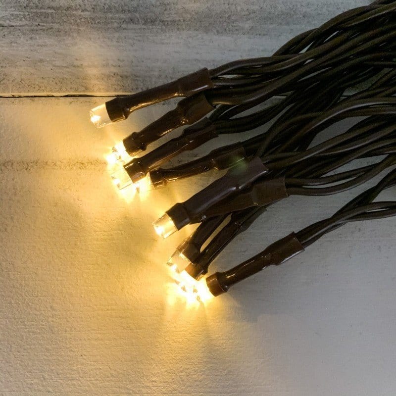 35 Count LED Light String Teeny Rice Clear Warm White Bulbs Brown Cord Electric-Wholesale Home Decor-The Village Merchant