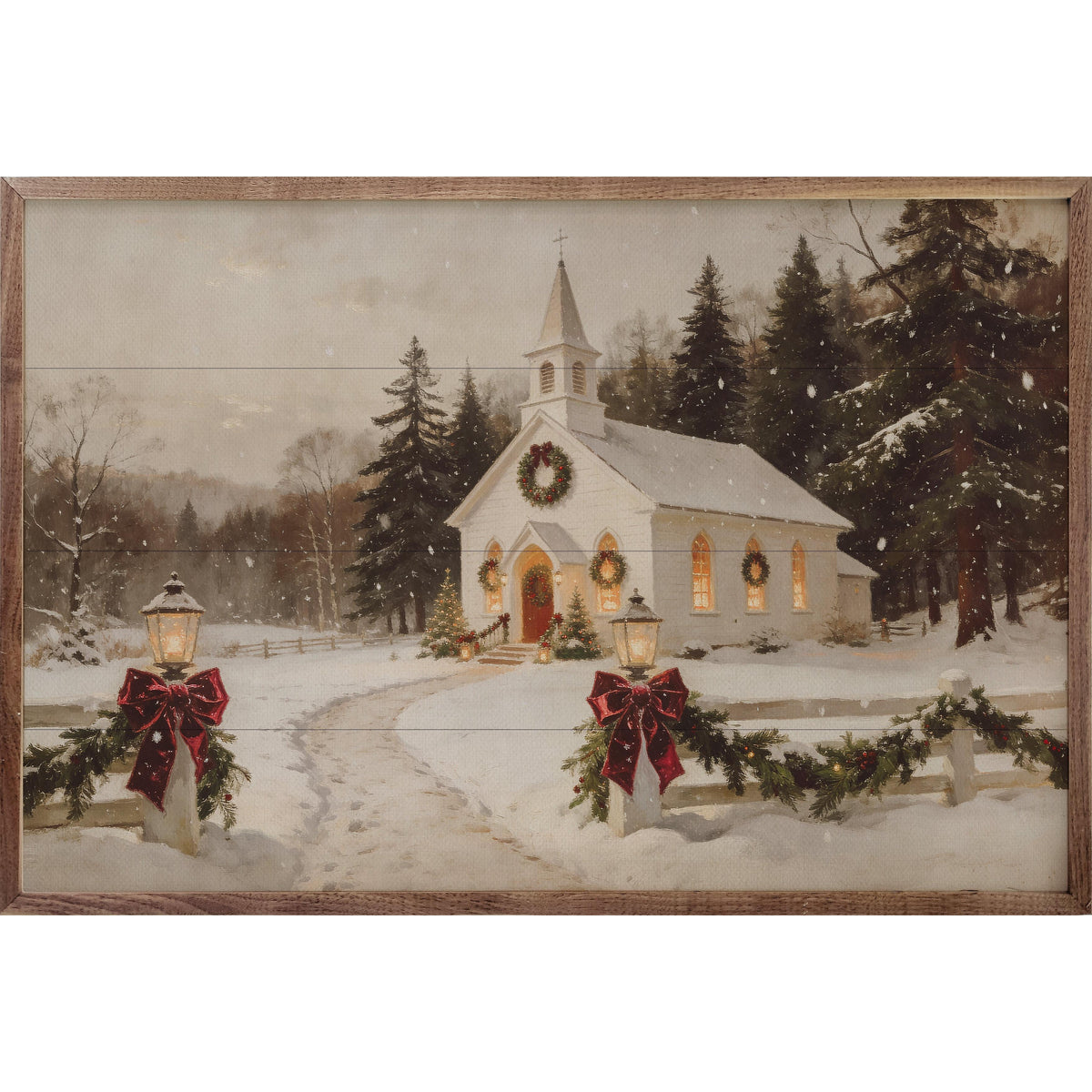 Christmas Chapel Lane Printed and Framed Wall Sign