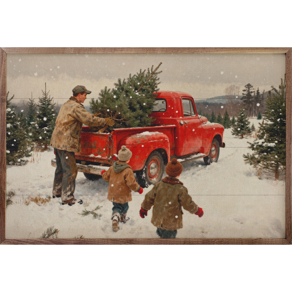 Christmas Tree Farm Red Truck Printed and Framed Wall Sign