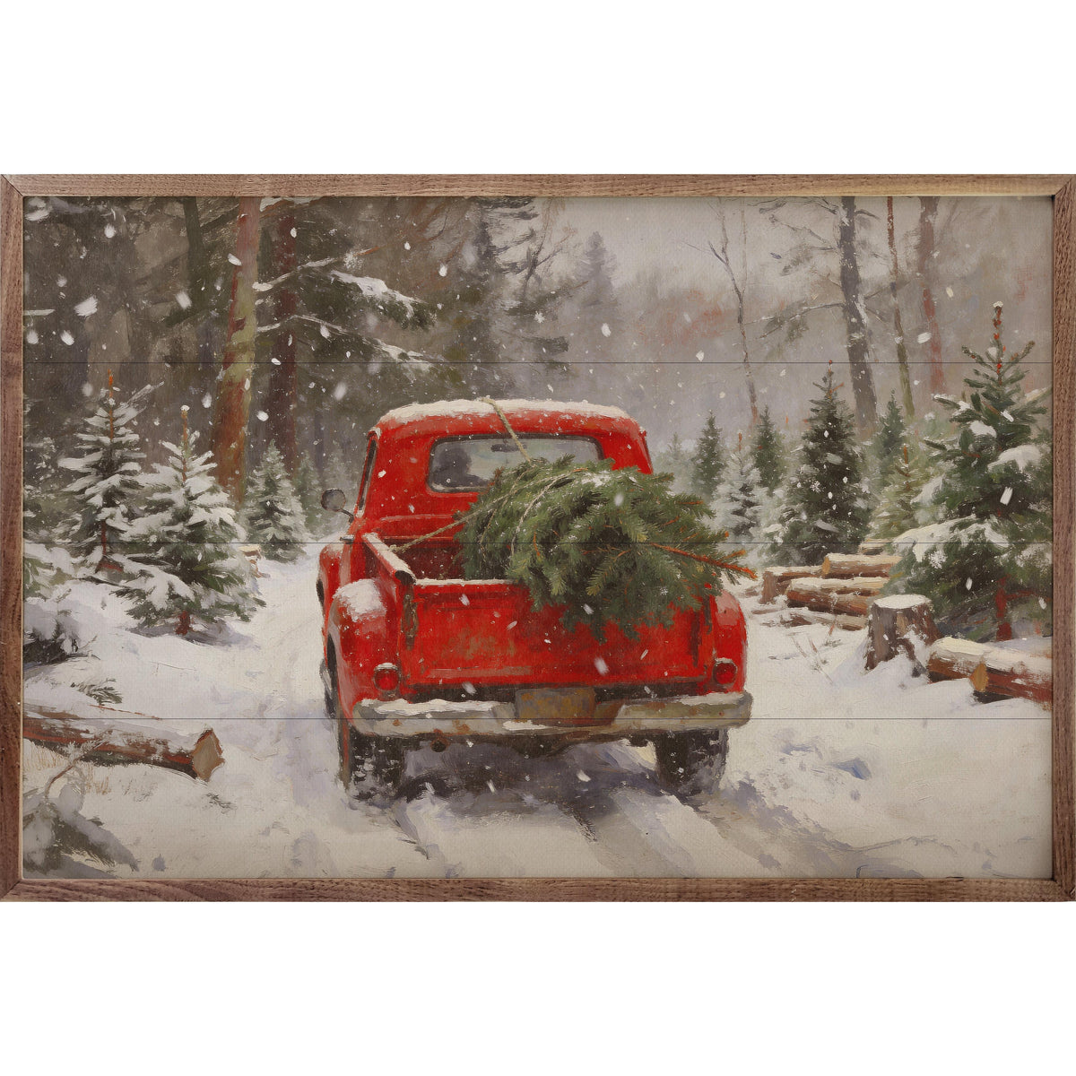 Cranberry Truck Christmas Printed and Framed Wall Sign