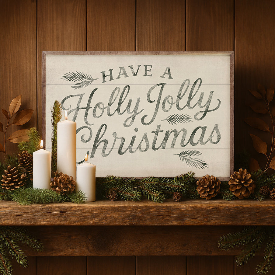 Have A Holly Jolly Christmas Printed and Framed Wall Sign