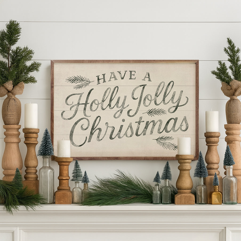 Have A Holly Jolly Christmas Printed and Framed Wall Sign