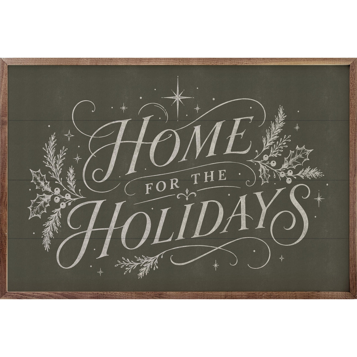 Home For The Holidays Typography Printed and Framed Wall Sign