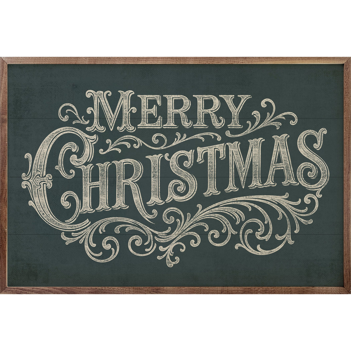 Merry Christmas Ornate Printed and Framed Wall Sign