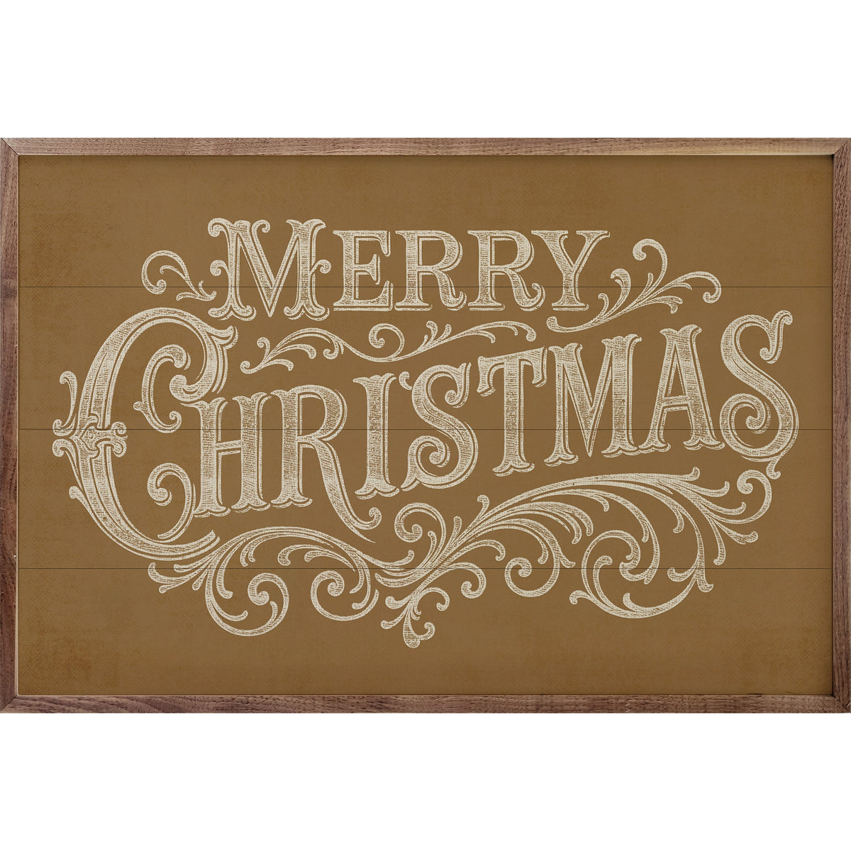Merry Christmas Ornate Printed and Framed Wall Sign
