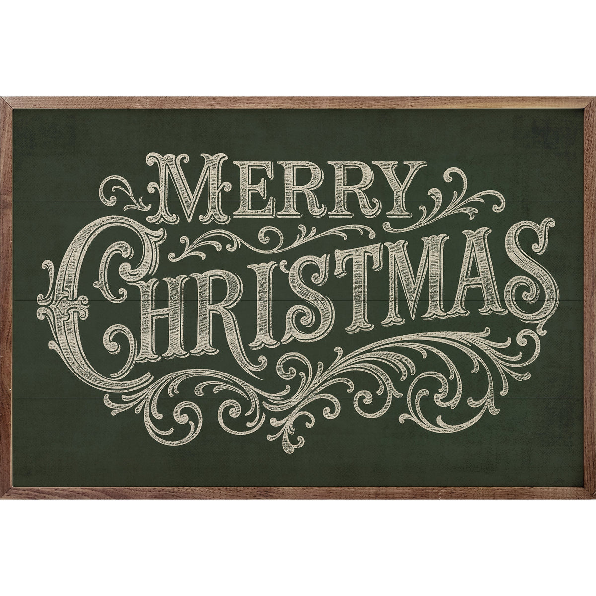 Merry Christmas Ornate Printed and Framed Wall Sign