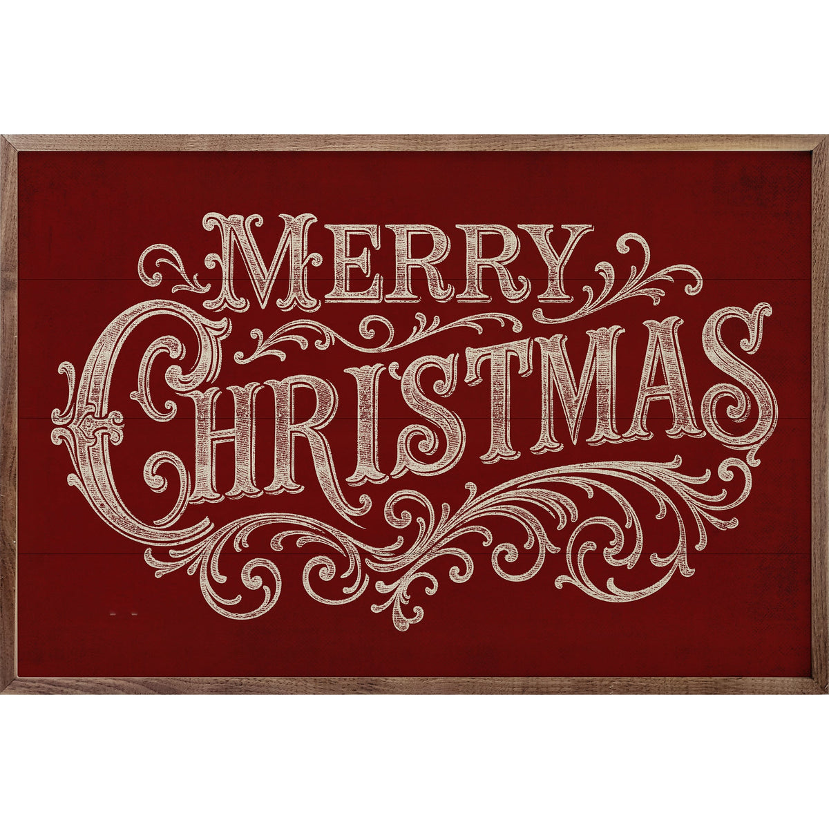 Merry Christmas Ornate Printed and Framed Wall Sign