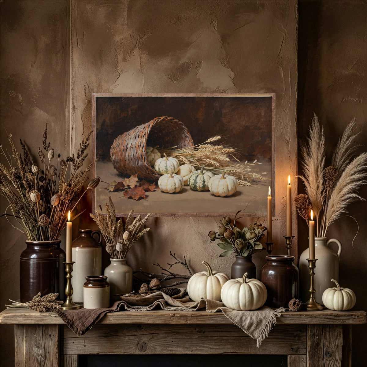 Spilled Pumpkin Basket Printed and Framed Wall Sign