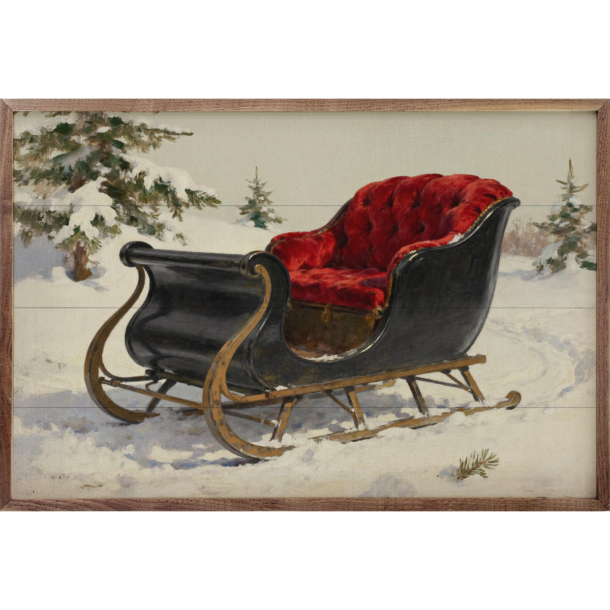 Red Velvet Sleigh Printed and Framed Wall Sign