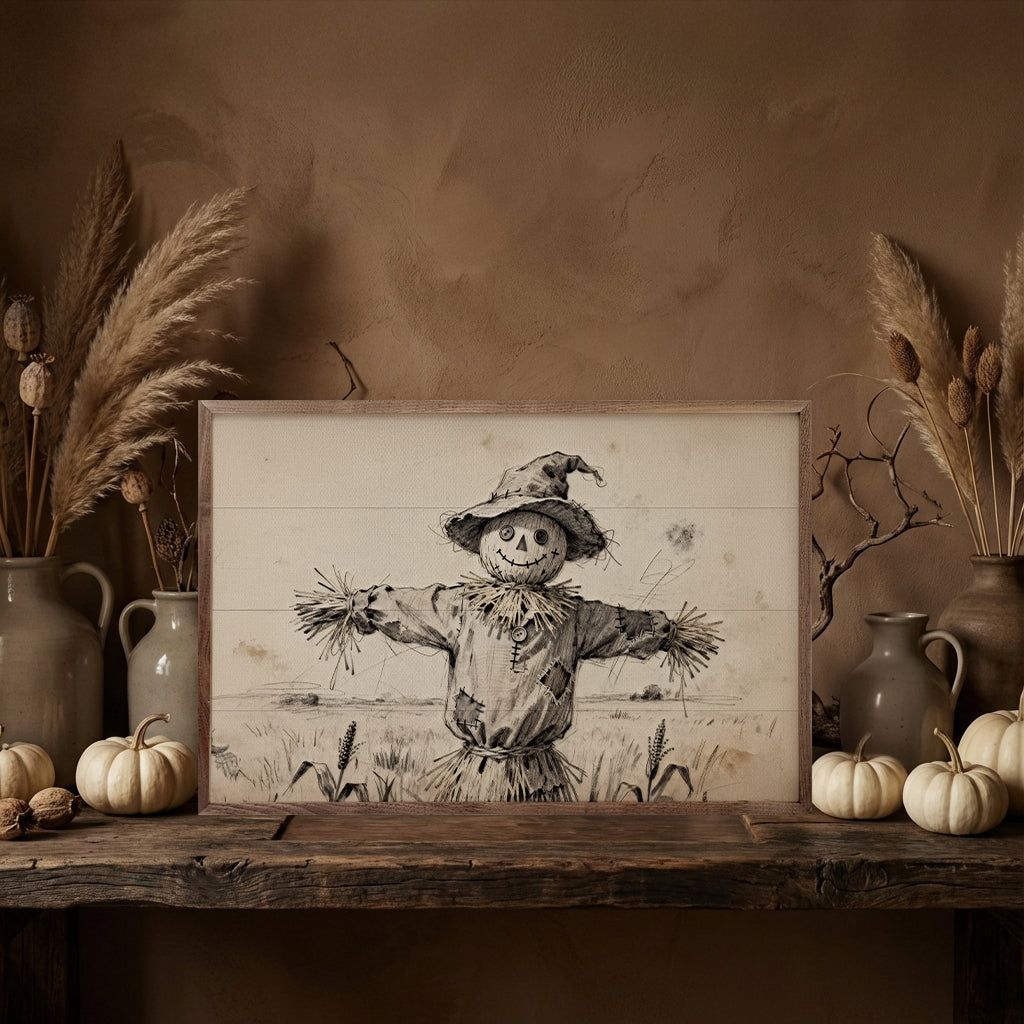 Scarecrow Printed and Framed Wall Sign