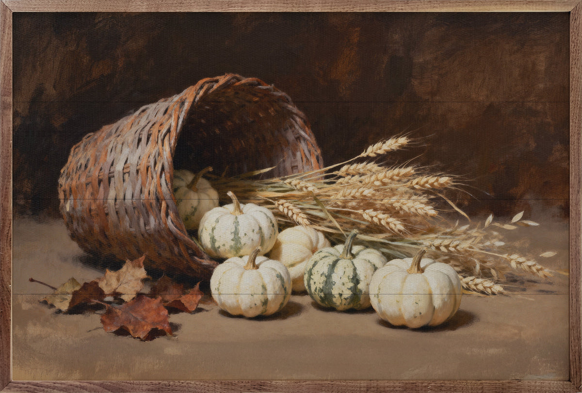Spilled Pumpkin Basket Printed and Framed Wall Sign