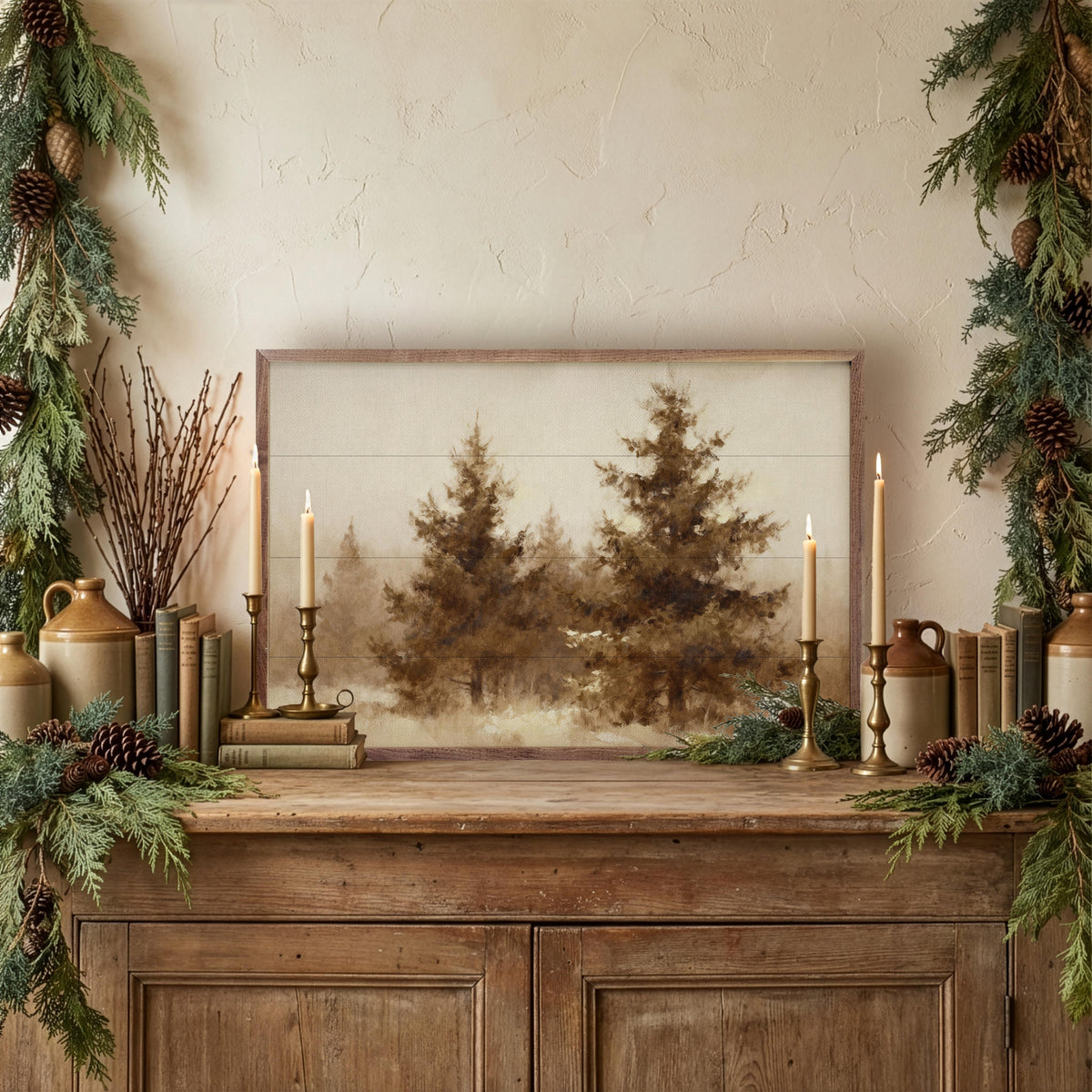 Pines In The Forest Printed and Framed Wall Sign