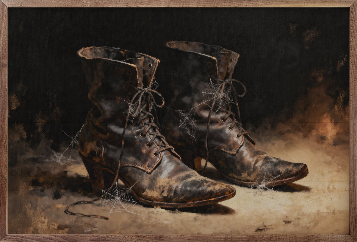 Witch Boots Printed and Framed Wall Sign
