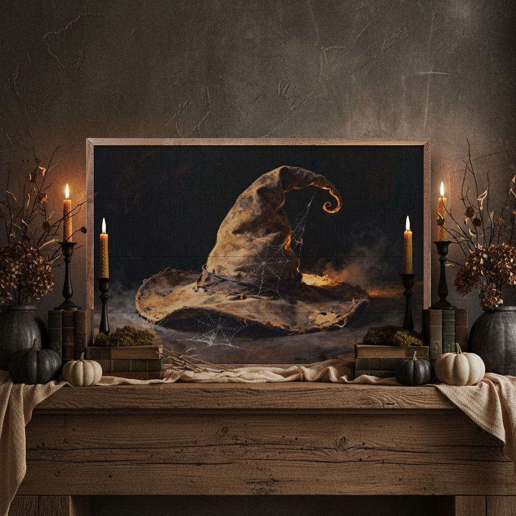 Witch Hat Printed and Framed Wall Sign