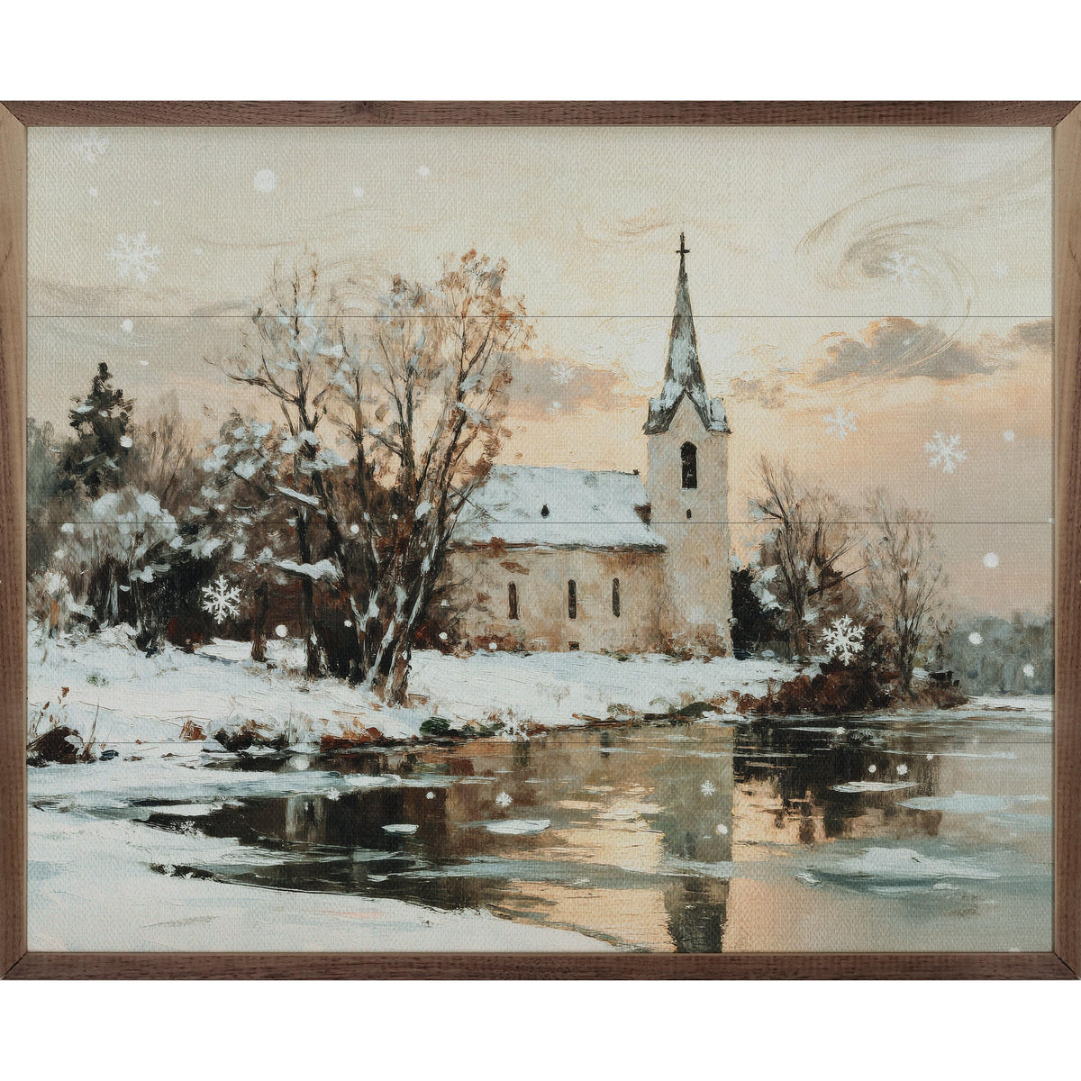 Church In The Snow Printed and Framed Wall Sign