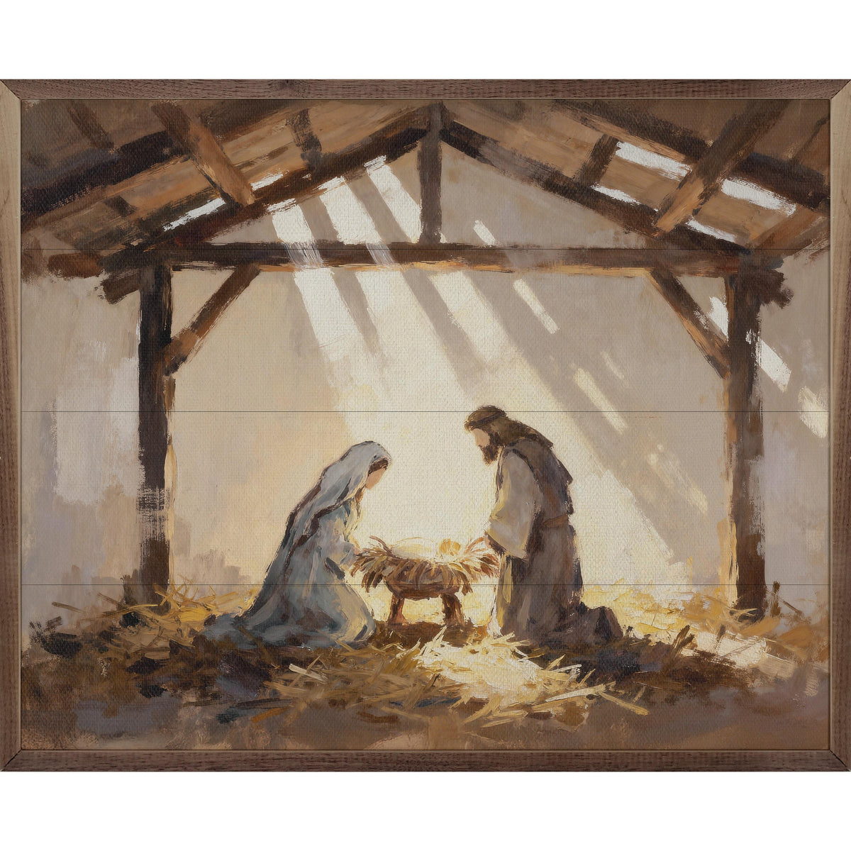 Holy Night Small Manger Printed and Framed Wall Sign