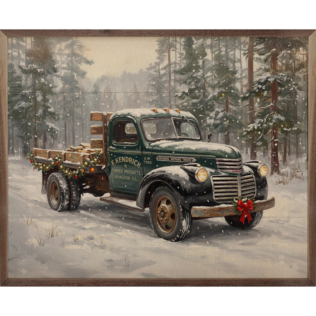 Kendrick Truck Christmas Delivery Printed and Framed Wall Sign