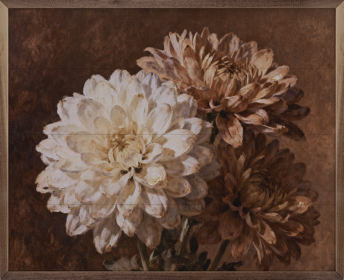 Three Mums Bouquet Printed and Framed Wall Sign