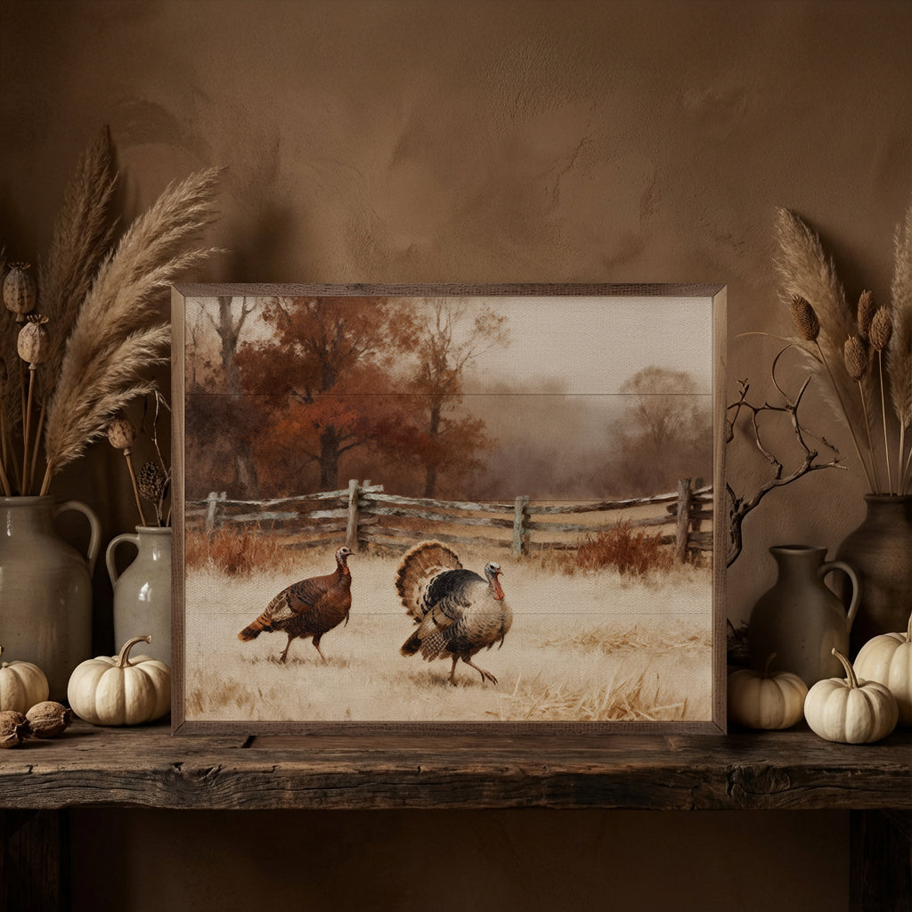 Tom And Jake Turkeys Printed and Framed Wall Sign