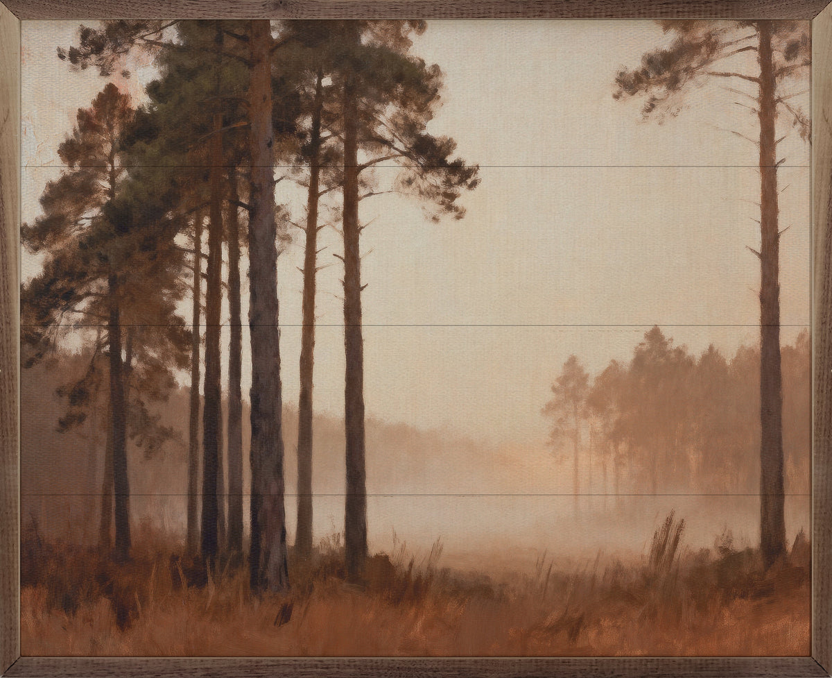 Trees Within The Fog Printed and Framed Wall Sign