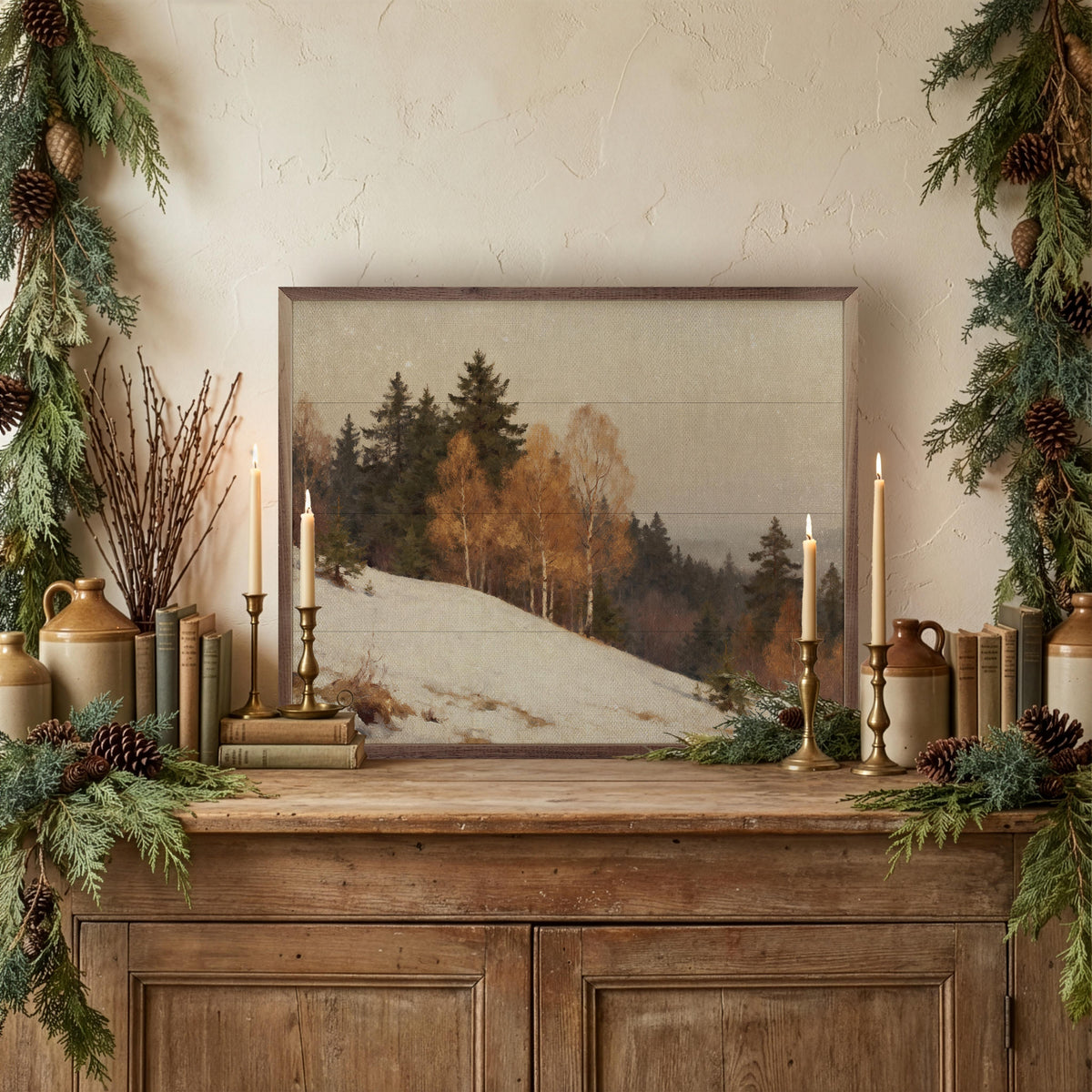 January Timber Left Slope Printed and Framed Wall Sign