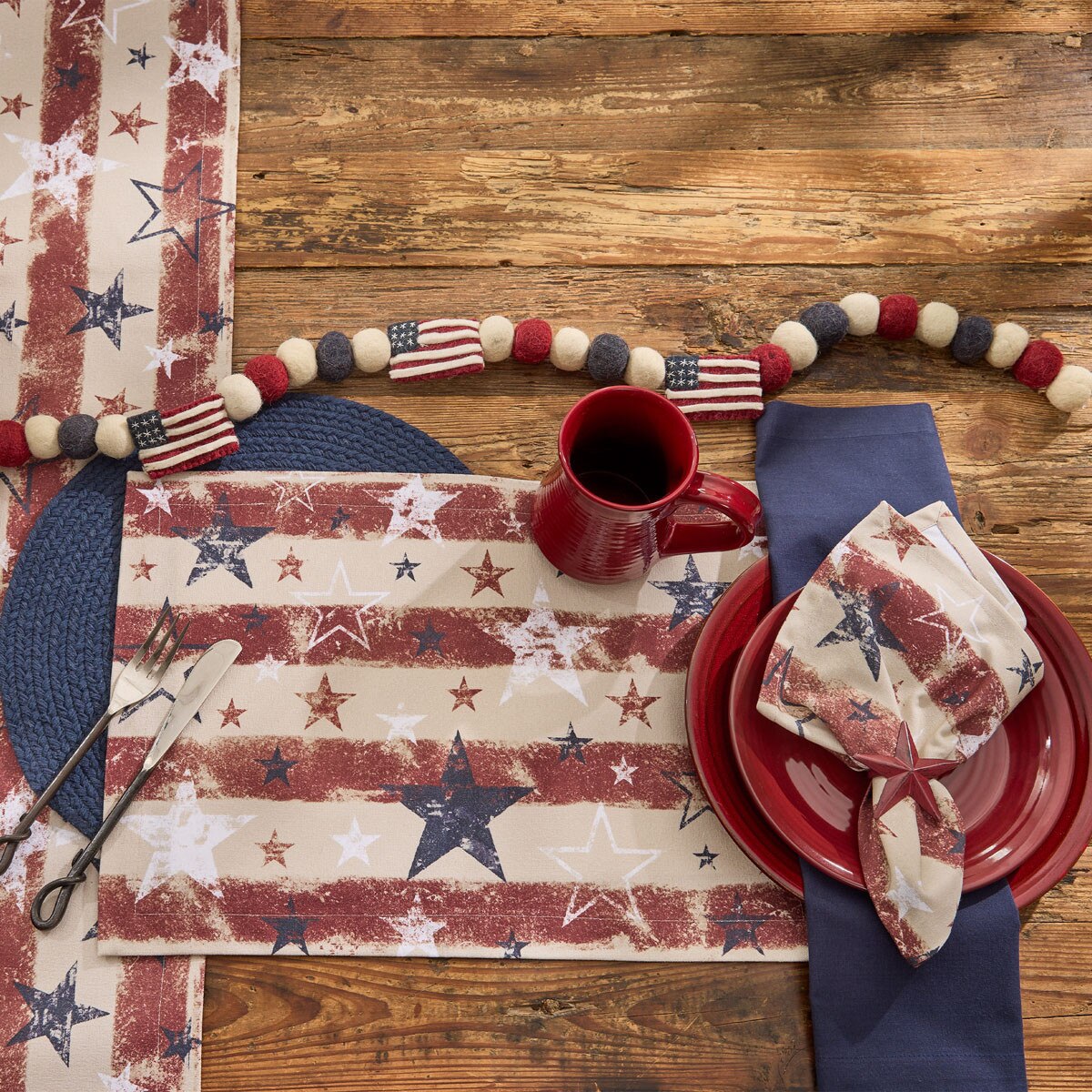 Distressed Flag Printed Placemat Set of 2
