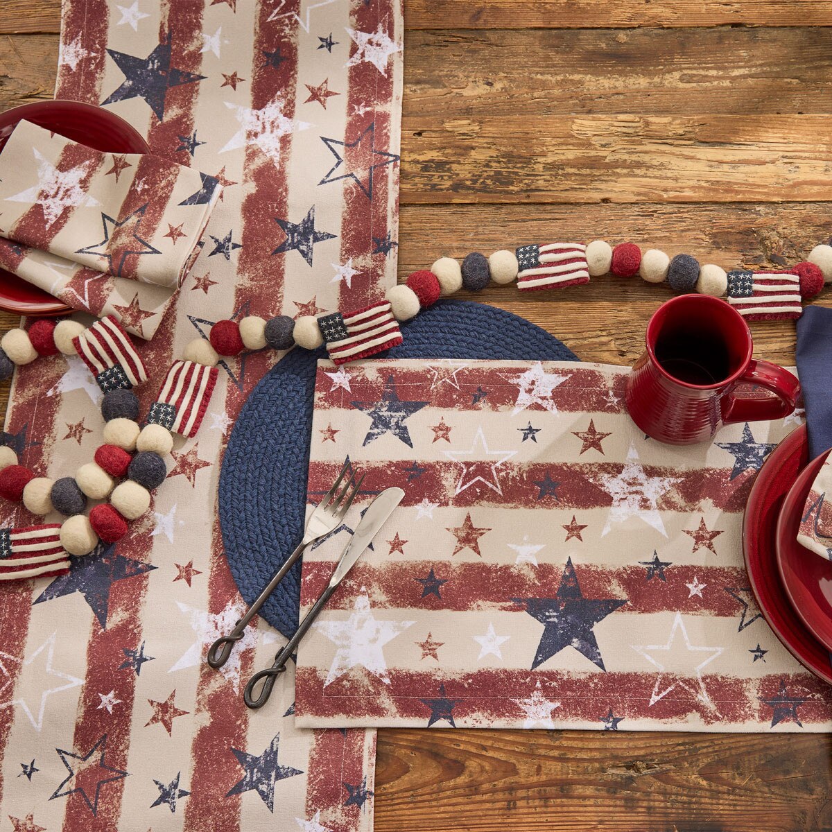 Distressed Flag Printed Placemat Set of 2