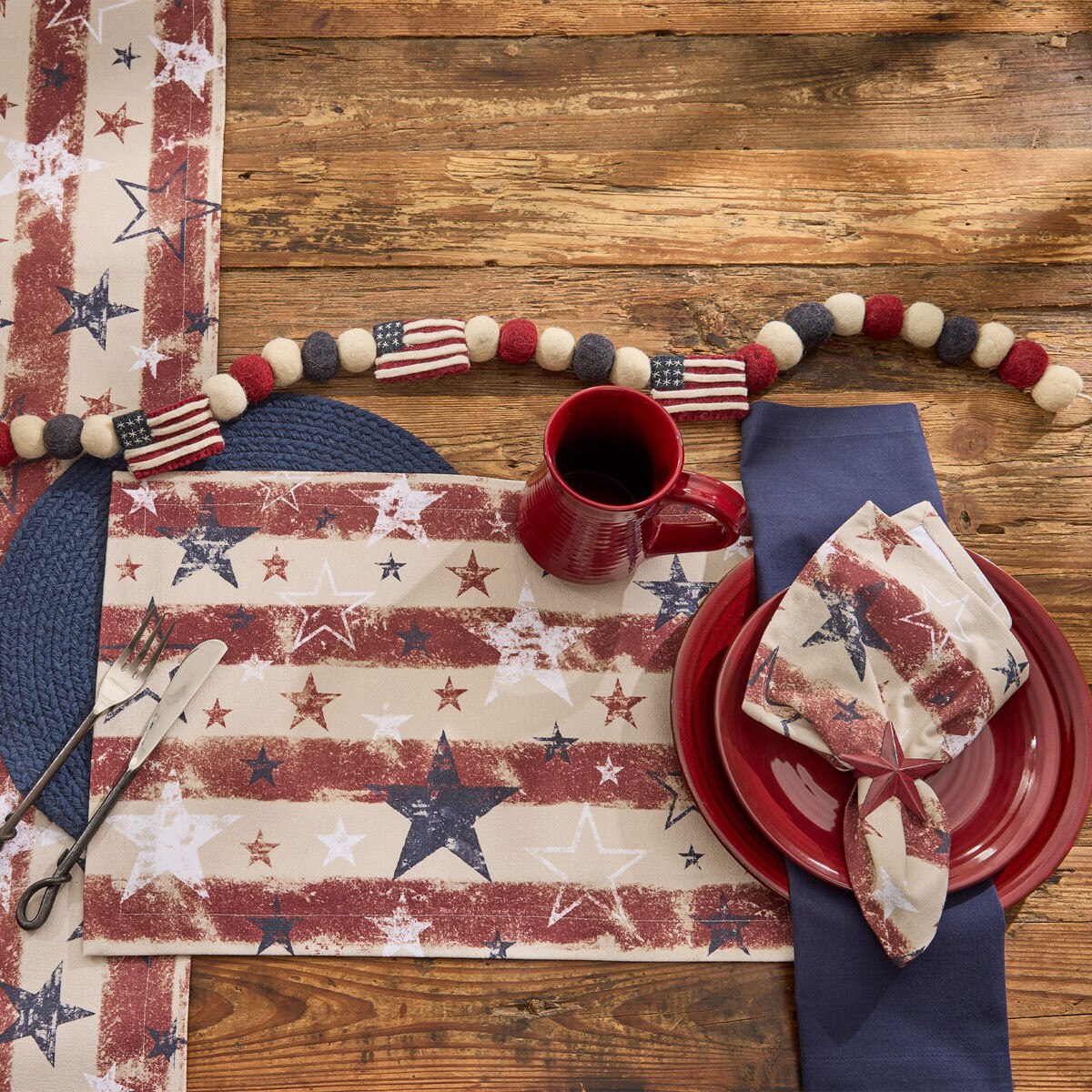 Distressed Flag Printed Napkin Set of 2