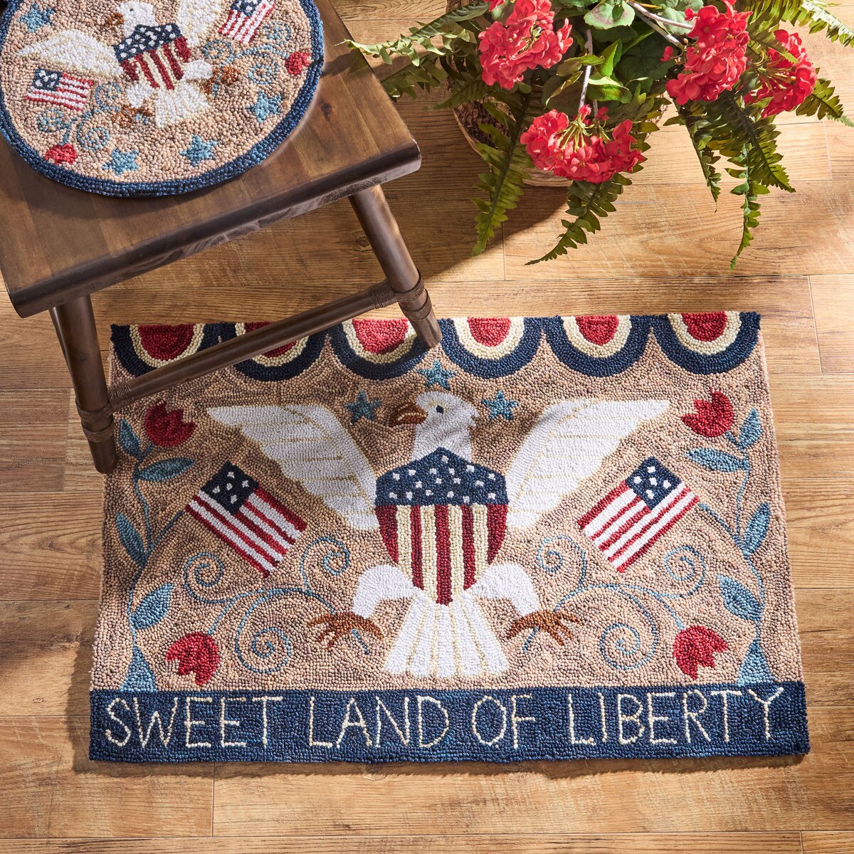 Sweet Land of Liberty Hooked Rug 24" x 36" Rectangle