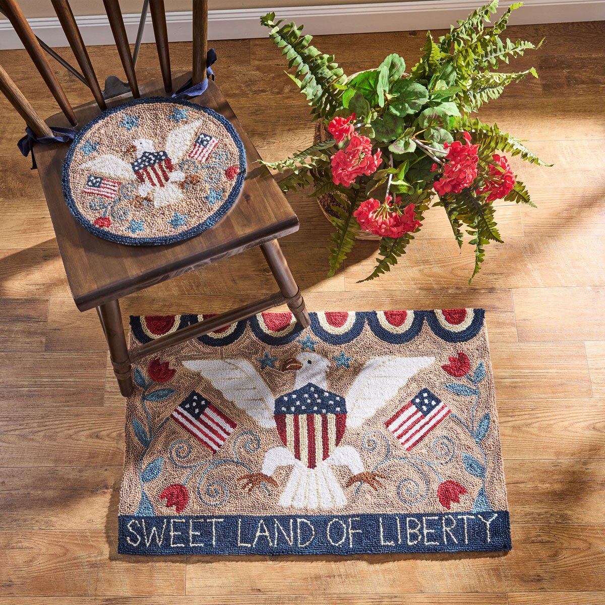 Sweet Land of Liberty Hooked Rug 24" x 36" Rectangle