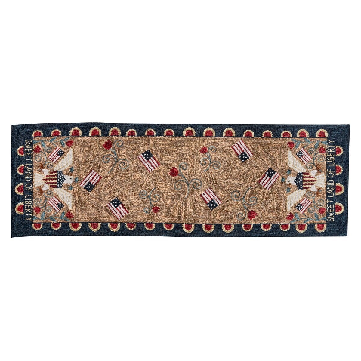 Sweet Land of Liberty Hooked Rug Runner 24" x 72" Rectangle