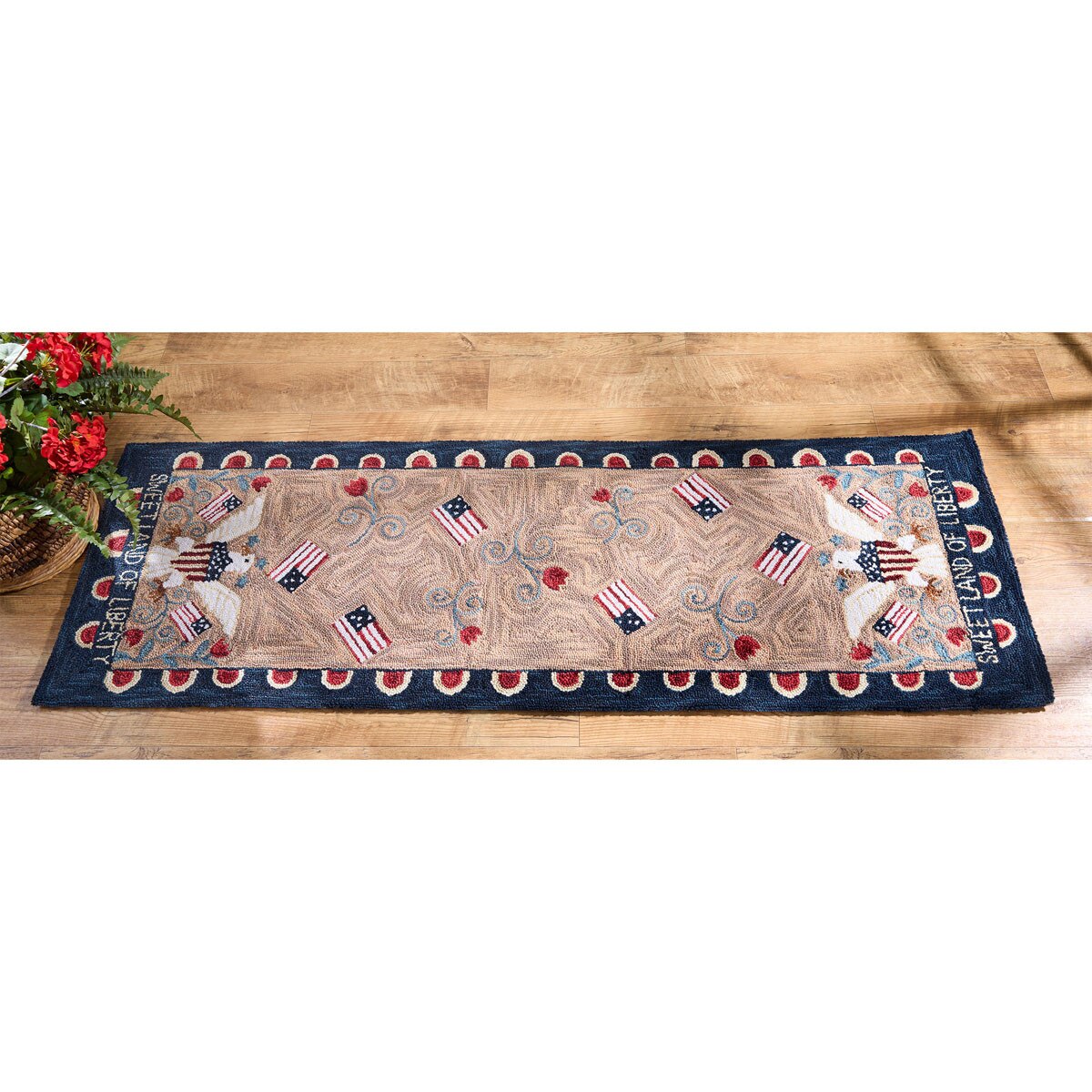Sweet Land of Liberty Hooked Rug Runner 24" x 72" Rectangle