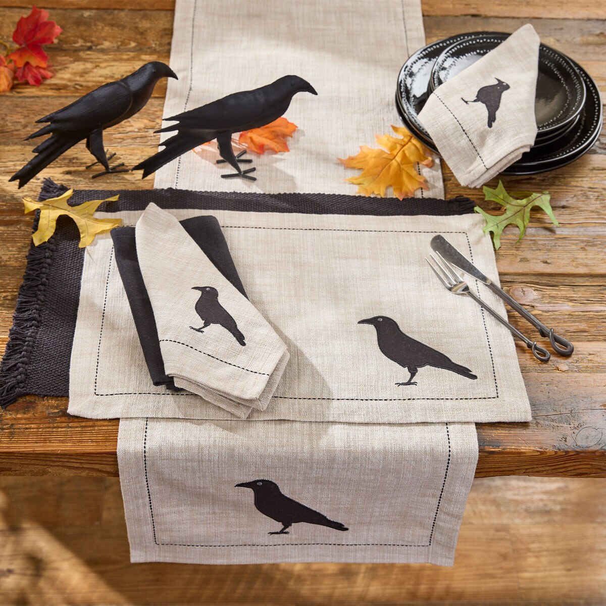 Applique Crow Printed Placemat Set of 2