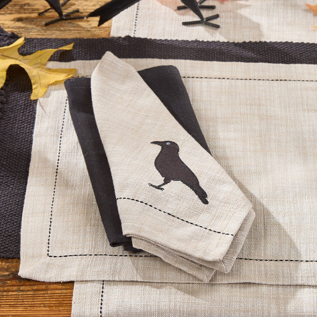 Applique Crow Napkin Set of 2