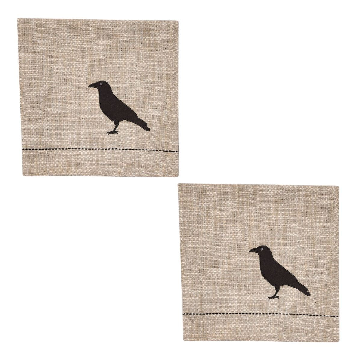 Applique Crow Napkin Set of 2