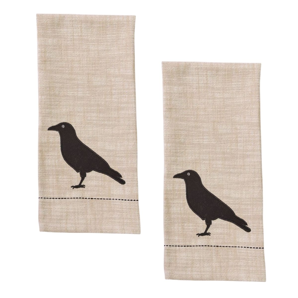 Applique Crow Dishtowel Decorative