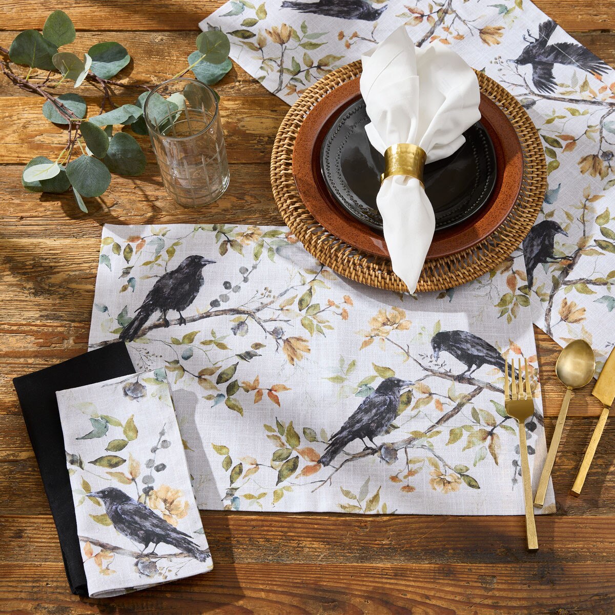Charming Crow Printed Placemat Set of 2