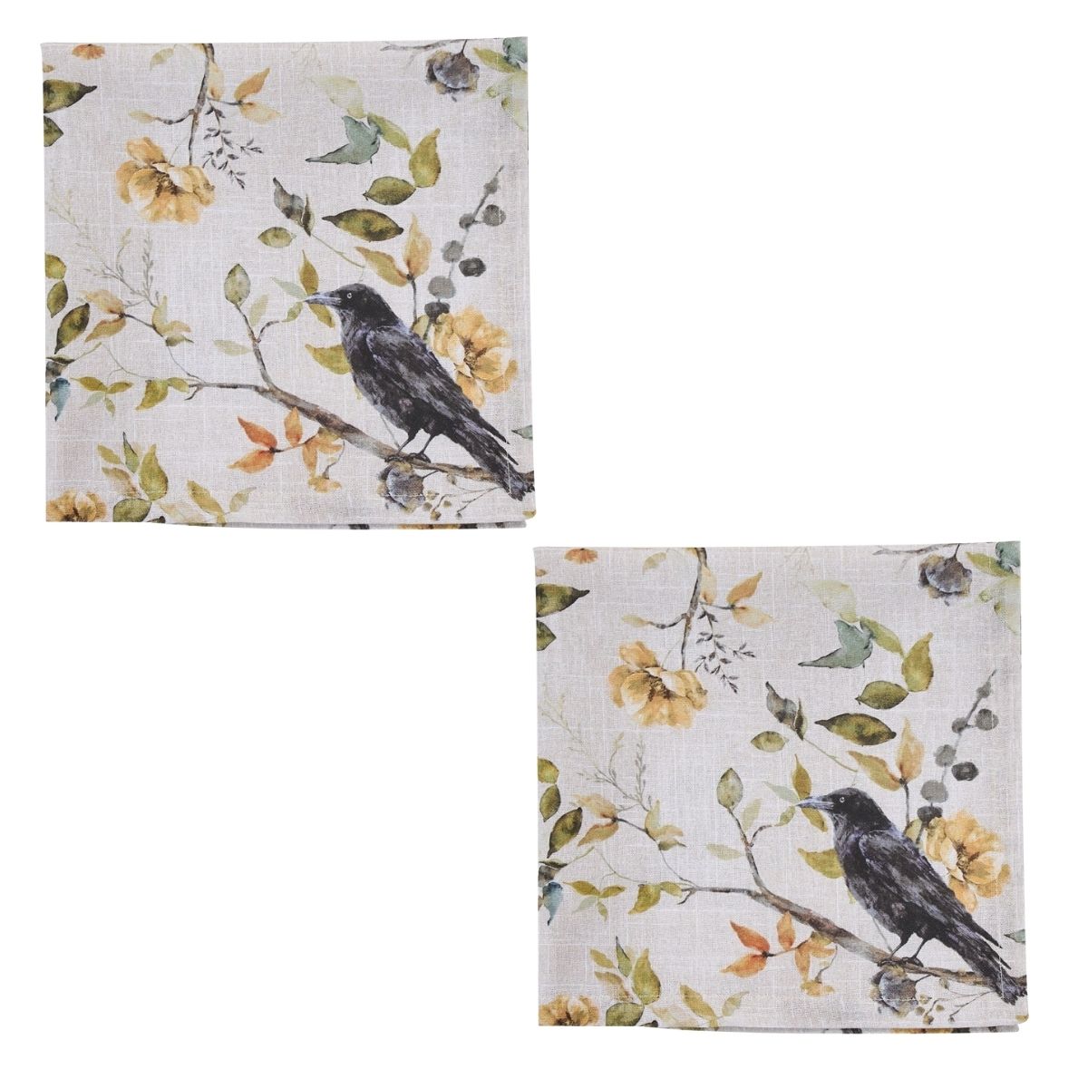 Charming Crow Printed Napkin Set of 2