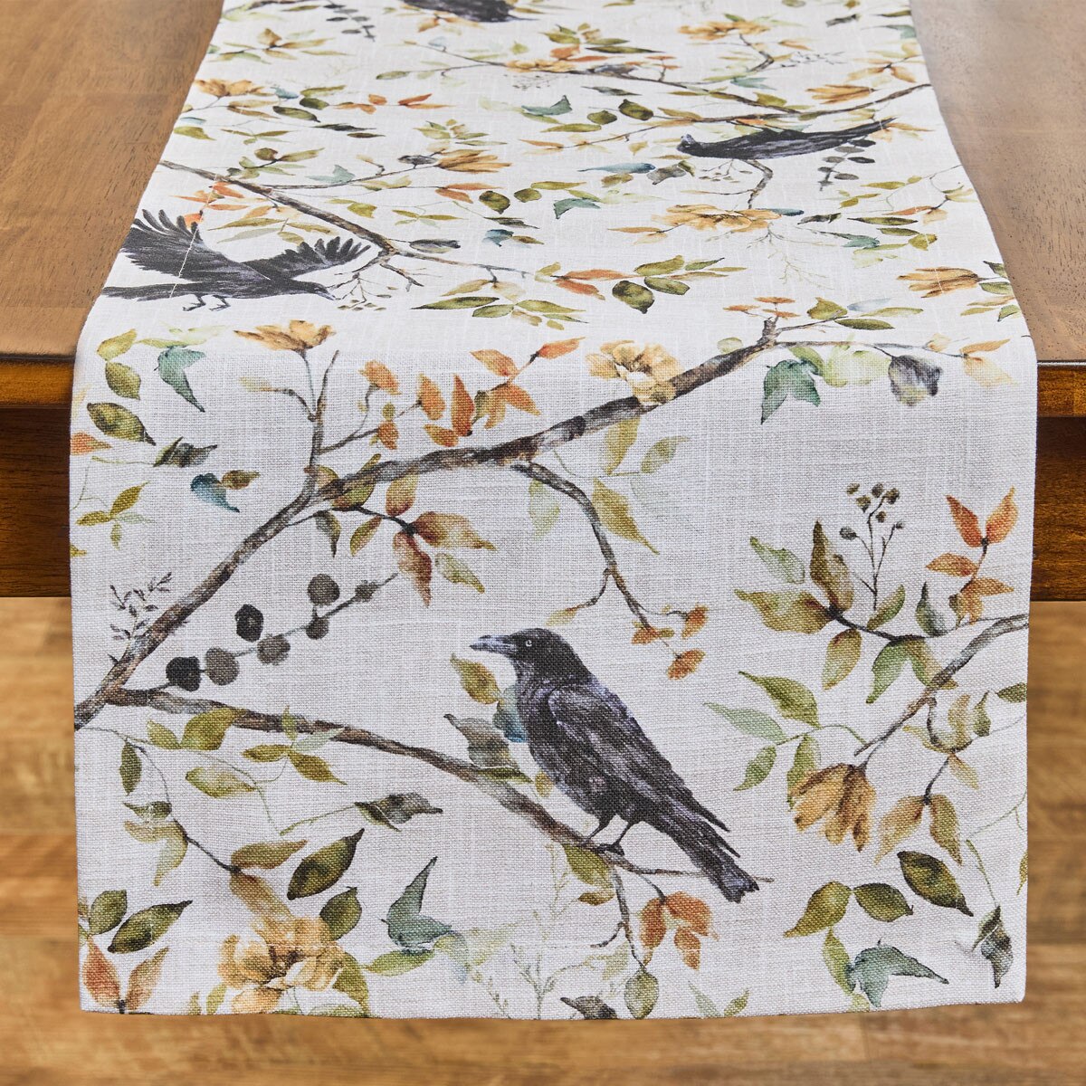 Charming Crow Printed Table Runner 36" Long