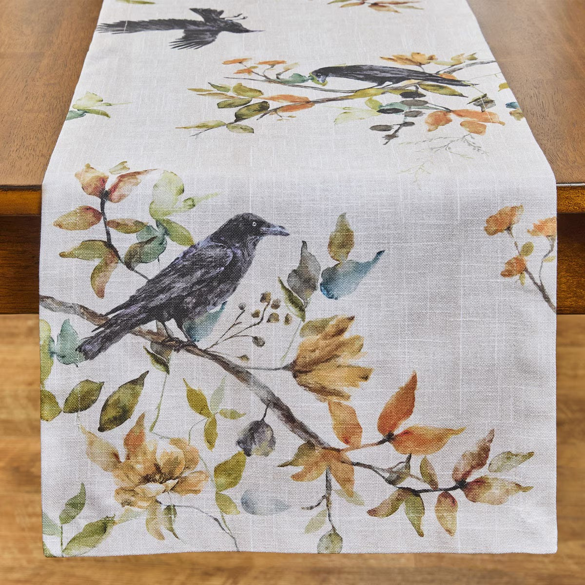 Charming Crow Printed Table Runner 54'' Long