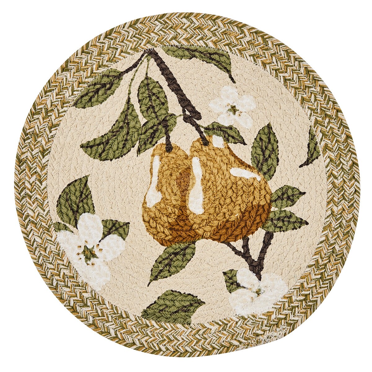 Golden Pear Braided Printed Placemat Round Set of 2