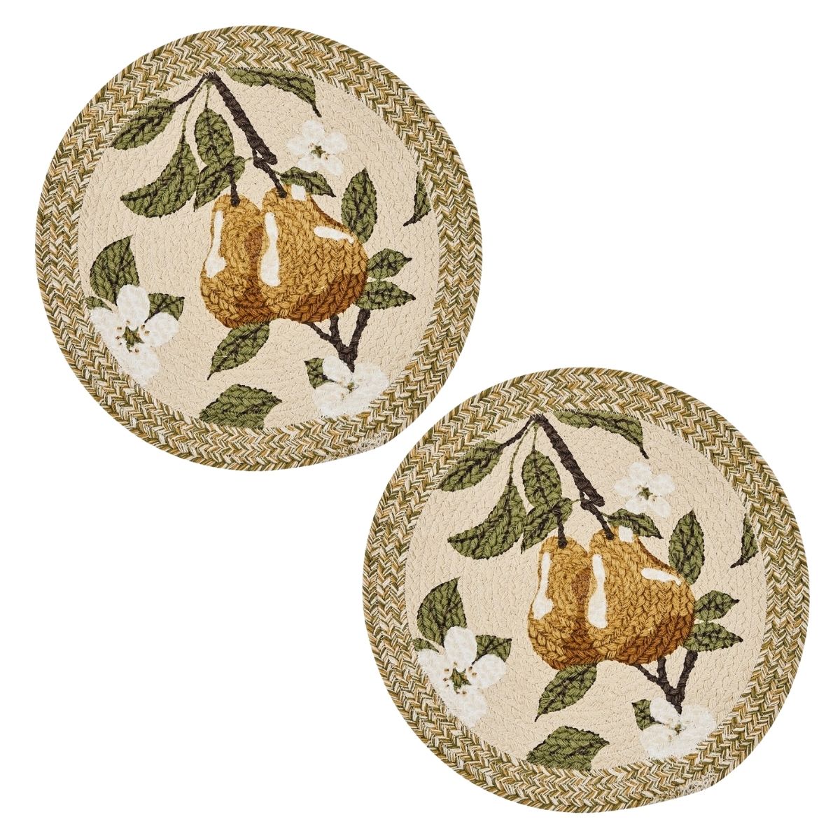 Golden Pear Braided Printed Placemat Round Set of 2