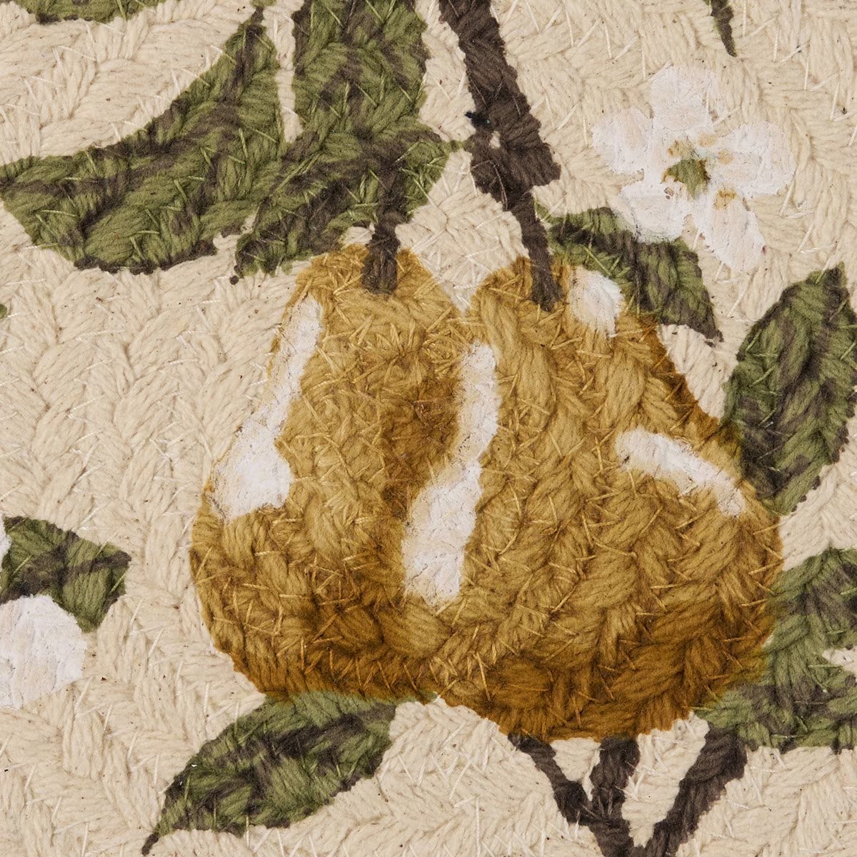 Golden Pear Braided & Printed Trivet 8" Diameter Round Set of 2