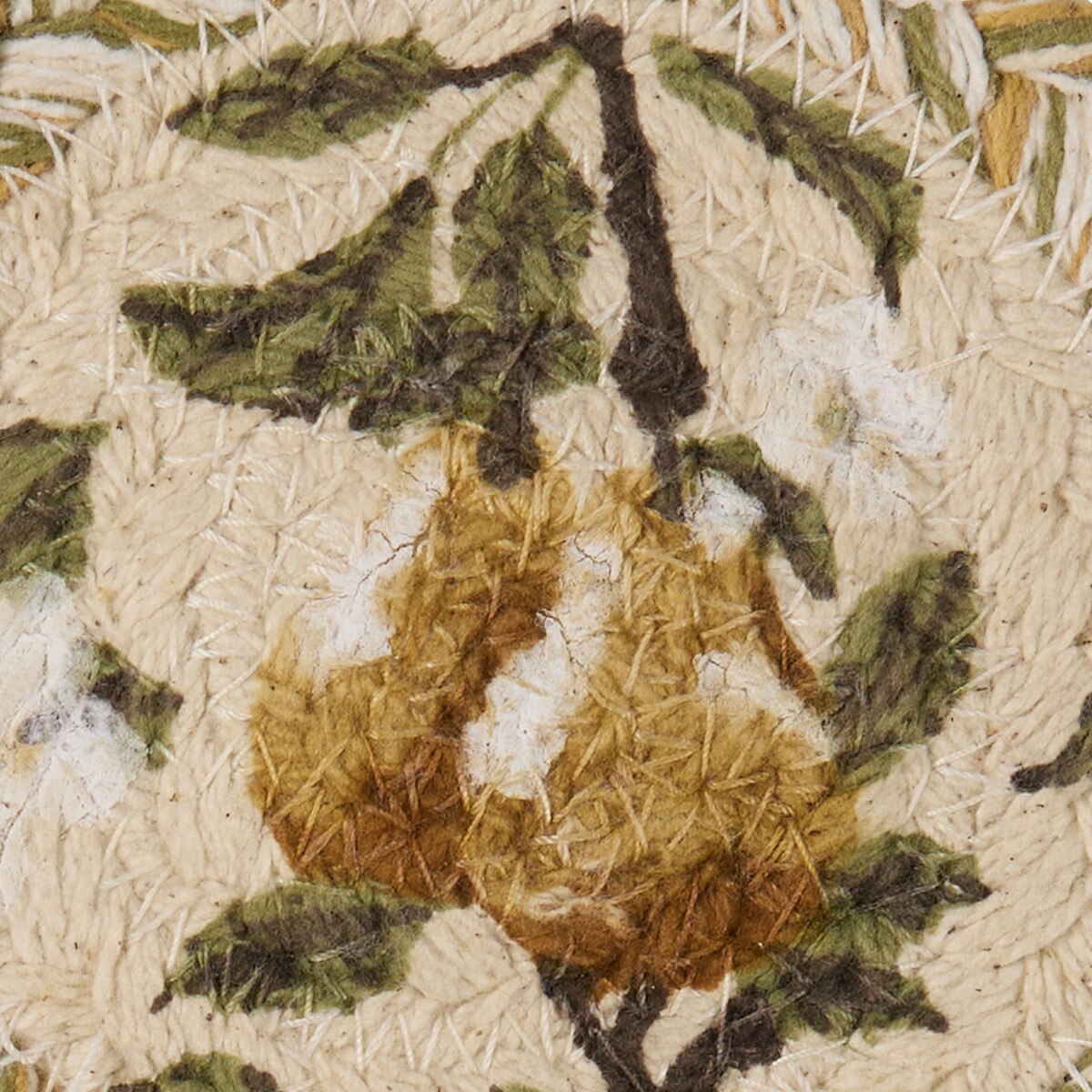 Golden Pear Braided & Printed Coaster Round Set of 4