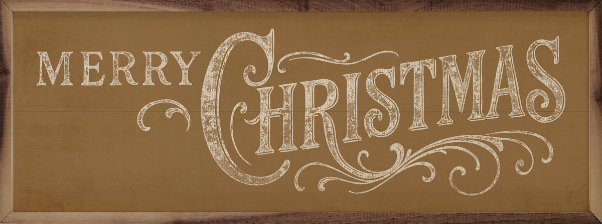 Merry Christmas Ornate Printed and Framed Wall Sign