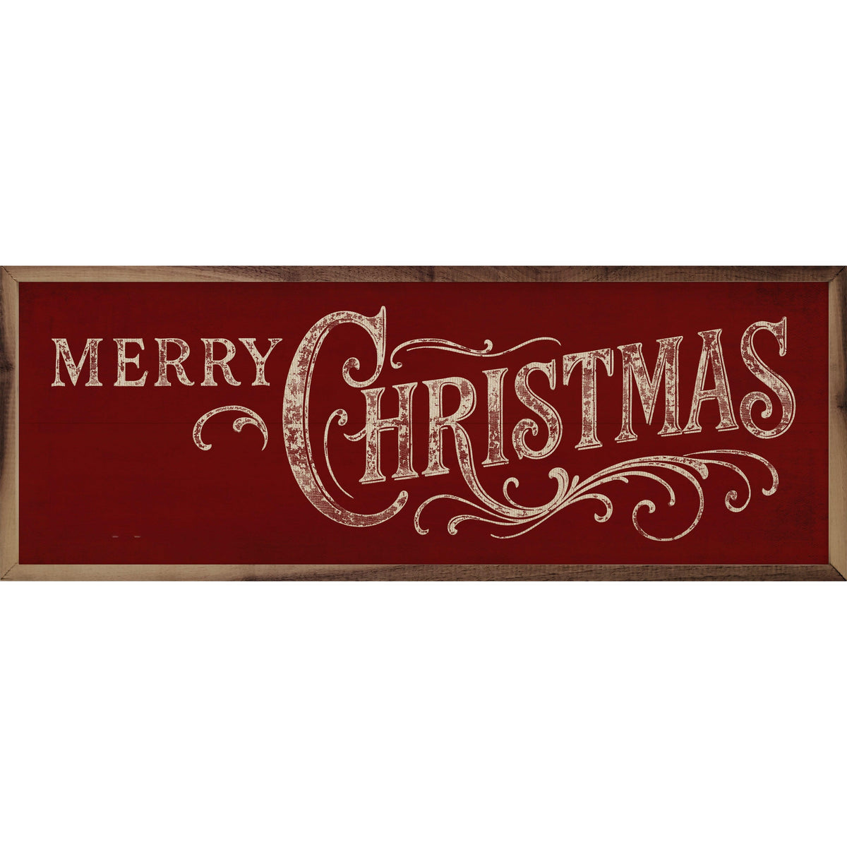 Merry Christmas Ornate Printed and Framed Wall Sign