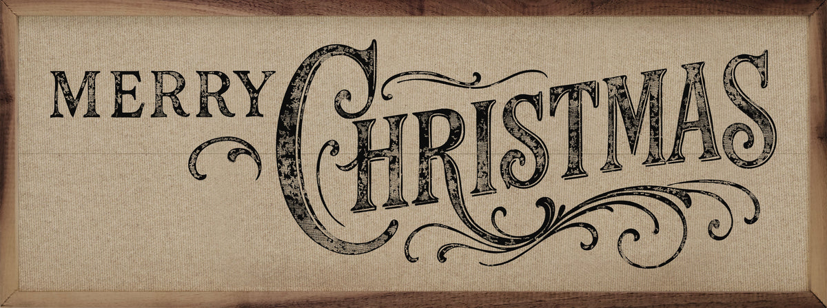 Merry Christmas Ornate Printed and Framed Wall Sign