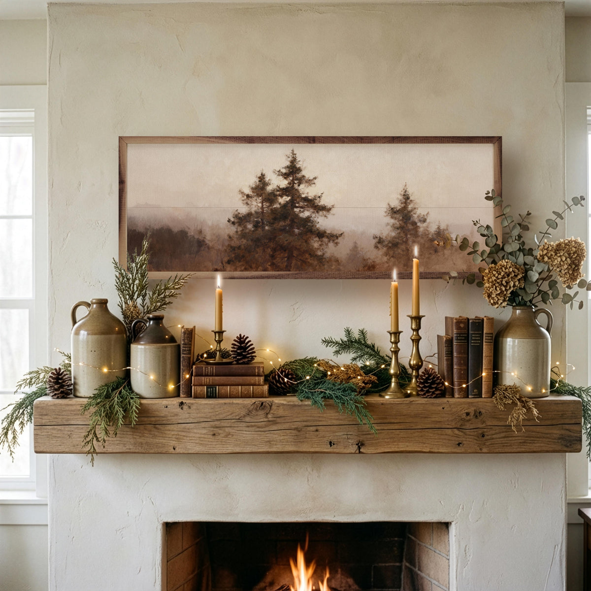 Pine Trees In Winter Timber Printed and Framed Wall Sign