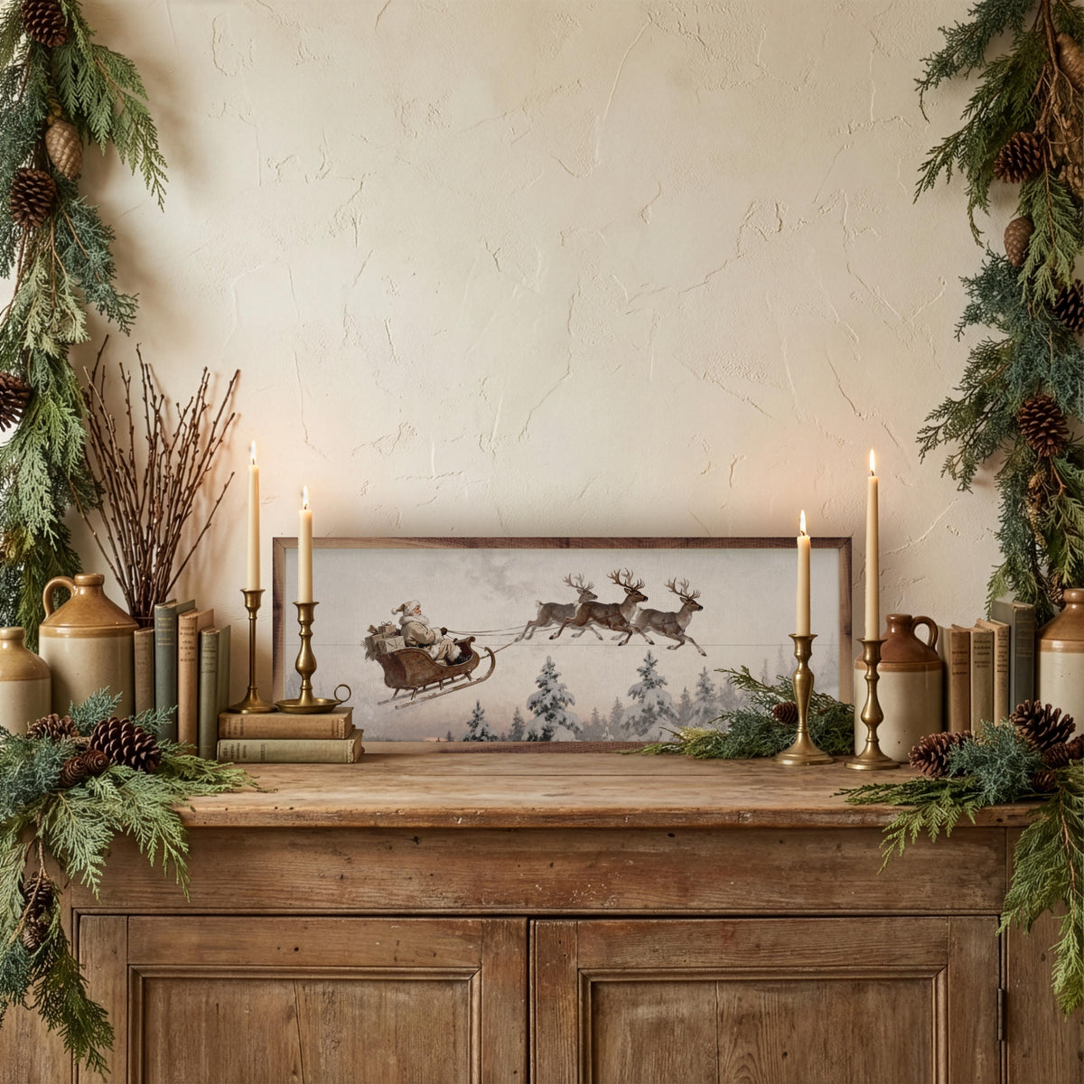 Santa's Sleigh Ride Printed and Framed Wall Sign