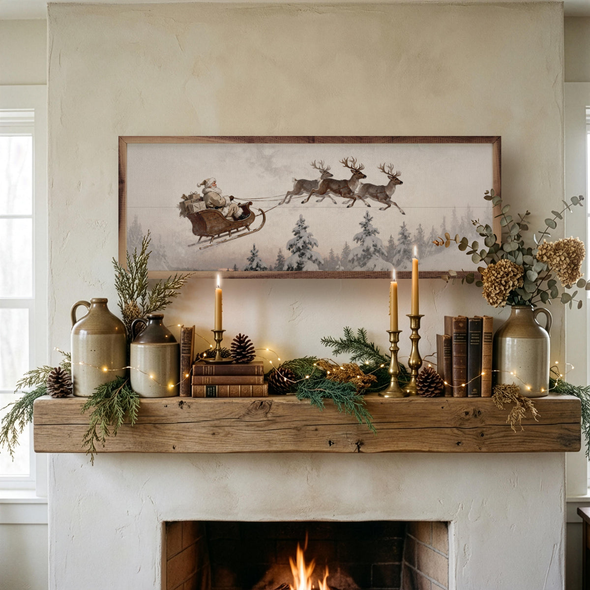 Santa's Sleigh Ride Printed and Framed Wall Sign